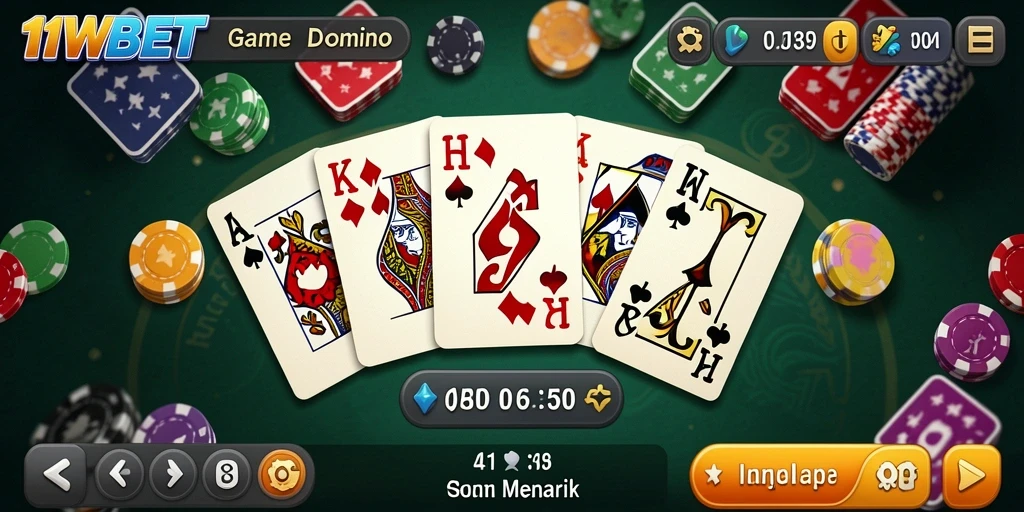 Screenshot gameplay Domino dari 11WBET yang seru dan interaktif.