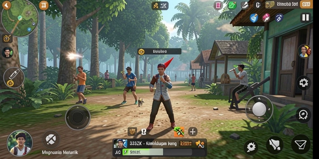 Tampilan gameplay 33ZK dengan interaksi karakter yang menarik.