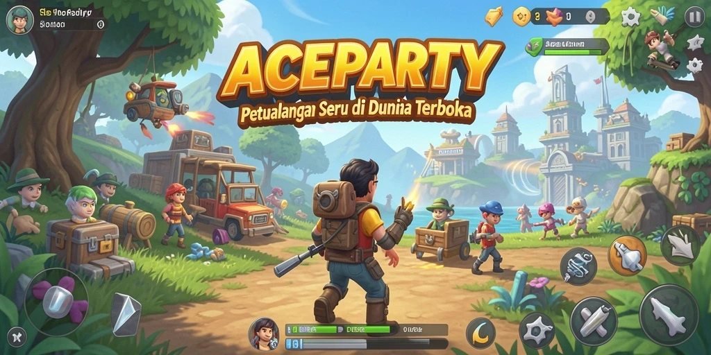 Screenshot menunjukkan momen epik dalam gameplay Open World ACEPARTY.