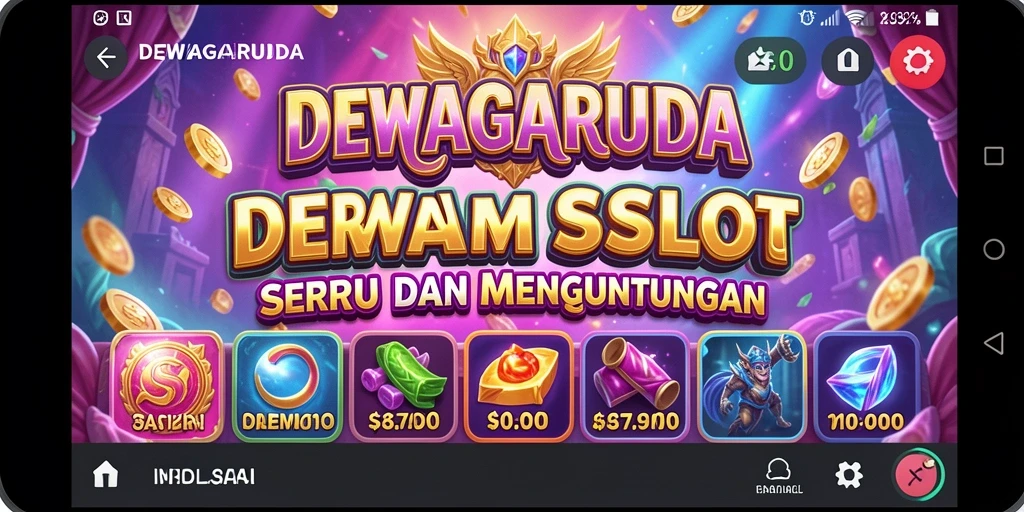 Tampilan menakjubkan gameplay DEWAGARUDA dengan simbol slot yang berkilauan.
