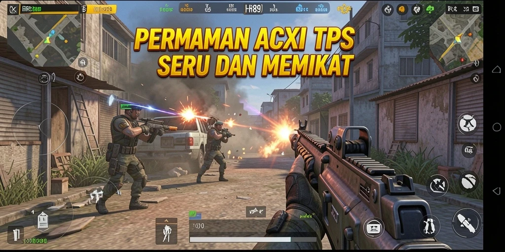 Tangkapan layar utama HR89 menampilkan aksi intens dalam pertempuran TPS.