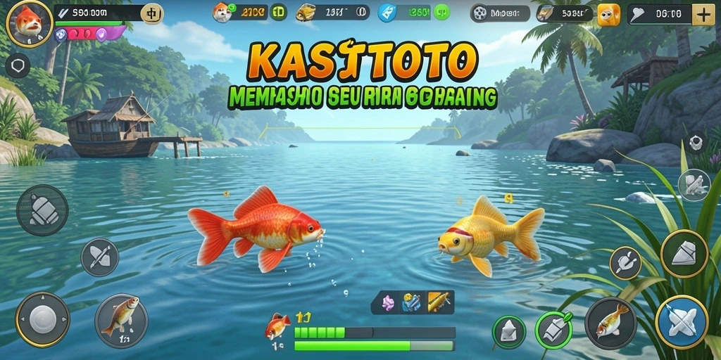 Tampilan gameplay menarik <strong>KASTOTO</strong> saat memancing ikan.