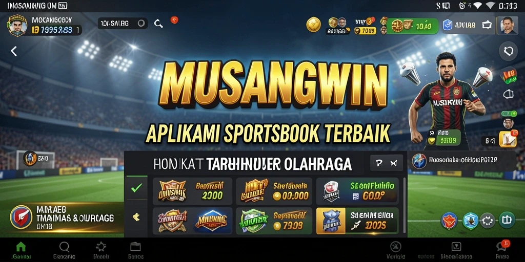 Tampilan antarmuka aplikasi Sportsbook yang menarik dan informatif.