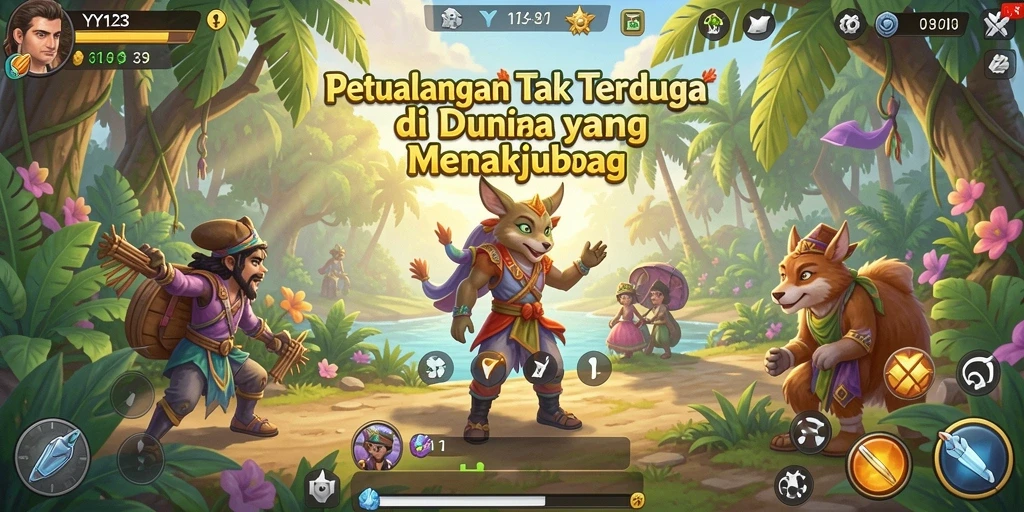 Tangkapan layar gameplay YY123 dengan aksi petualangan yang mendebarkan.